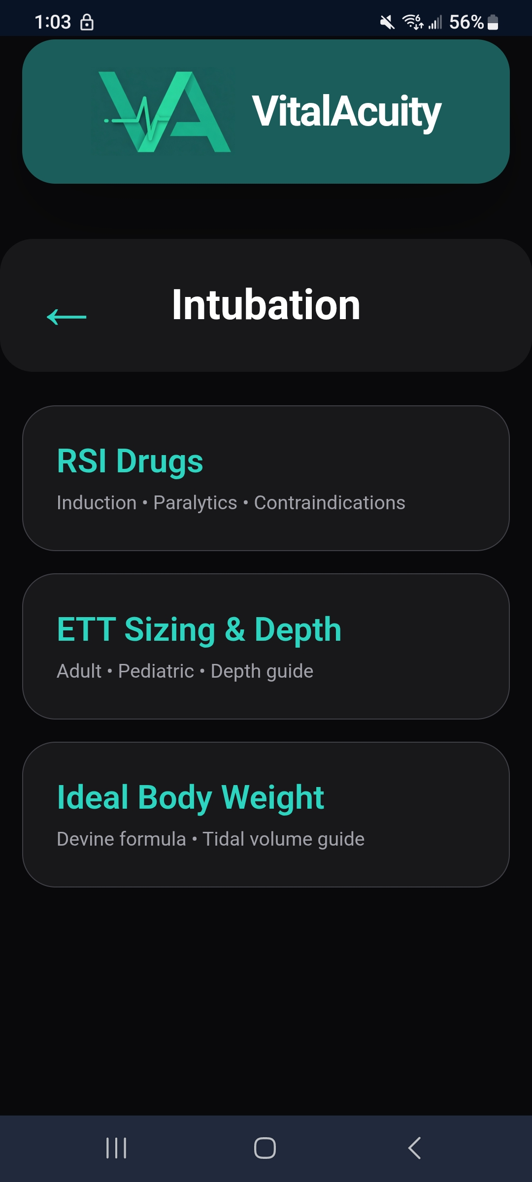 Intubation Menu